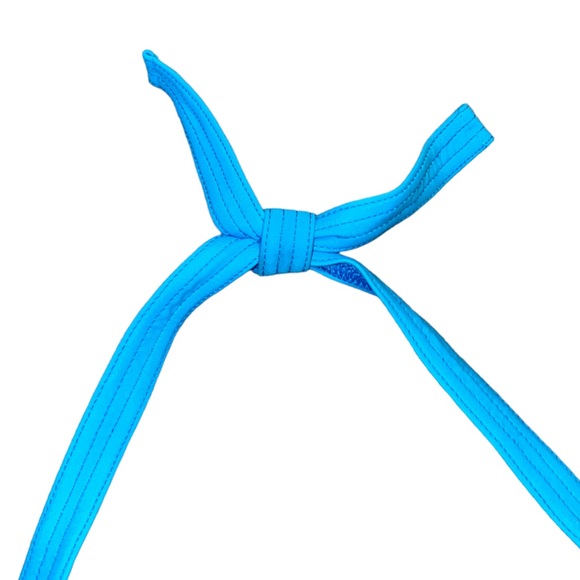 AUTH Louis Vuitton Neon Blue Metal Flower Charm Logo Halter Tie Bikini Swimsuit - Picture 5 of 16